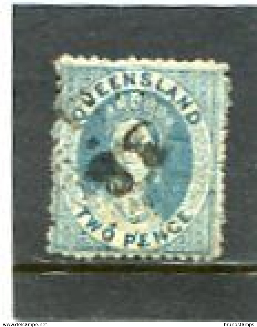 AUSTRALIA/QUEENSLAND - 1871  2d  BLUE  WMK SMALL STAR  FINE  USED   SG 61 - Gebruikt