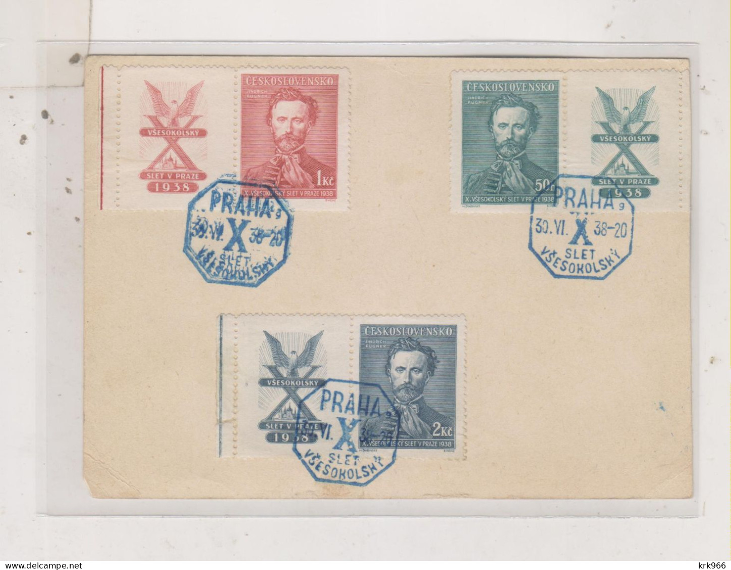 CZECHOSLOVAKIA 1938 PRAHA Nice Posta Stationery SOKOL FALCON To Yugoslavia - Postales