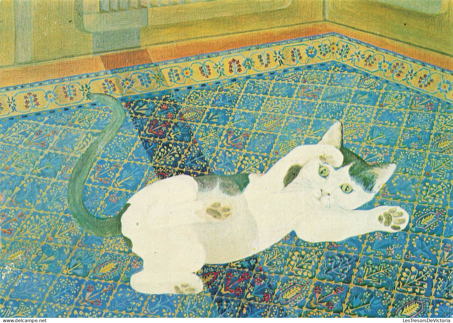 ANIMAUX ET FAUNE -  Un Chat Roulant Sur Le Tapis - Colorisé - Carte Postale - Gatos