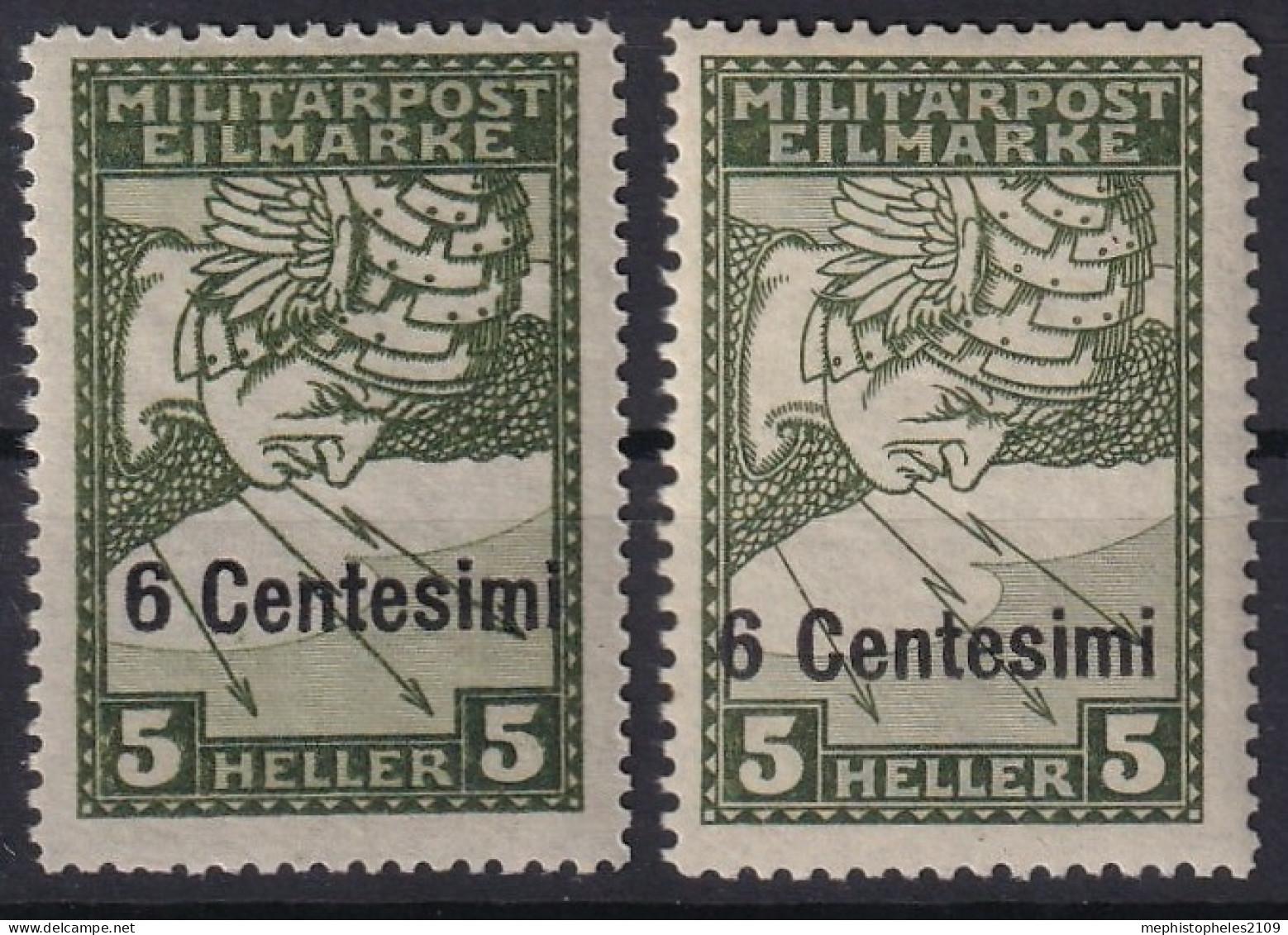 AUSTRIAN OCCUPATION OF ITALY 1918 - Canceled - 25a, 25x - Eilpostmarken - Ungebraucht