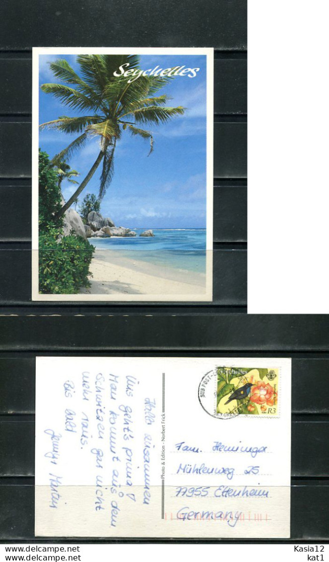 K18140)Ansichtskarte: Seychellen, Strandpanorama, Gelaufen 1998 - Seychelles