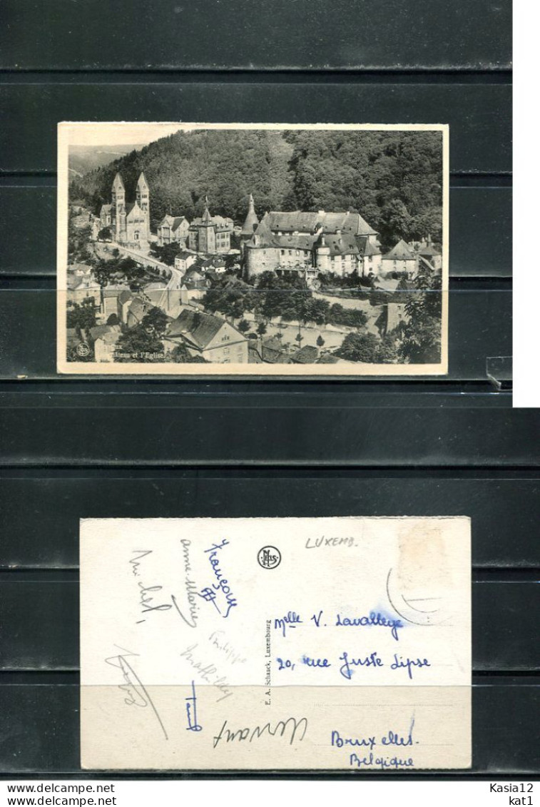 K18207)Ansichtskarte: Clervaux, Schloss + Kirche, Gelaufen - Clervaux