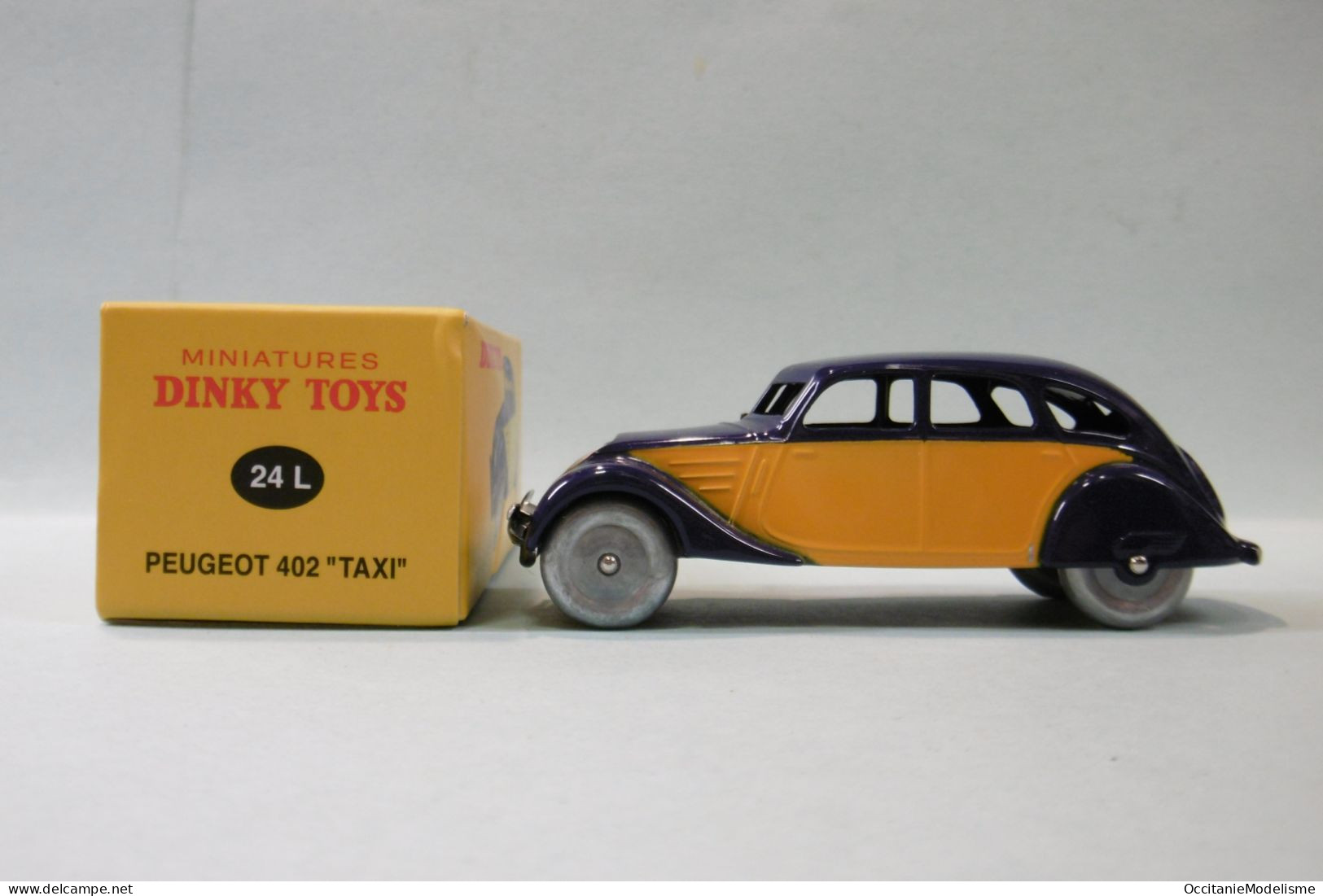 Dinky Toys / Atlas - PEUGEOT 402 TAXI Bleu Et Jaune Réf. 24 L Neuf NBO 1/43 - Dinky