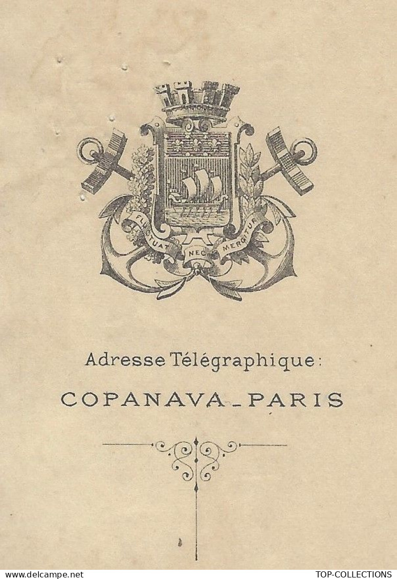 1890 NAVIGATION ENTETE Compagnie Parisienne De Navigation à Vapeur Services Maritimes Départ Paris  V.HISTORIQUE - 1800 – 1899