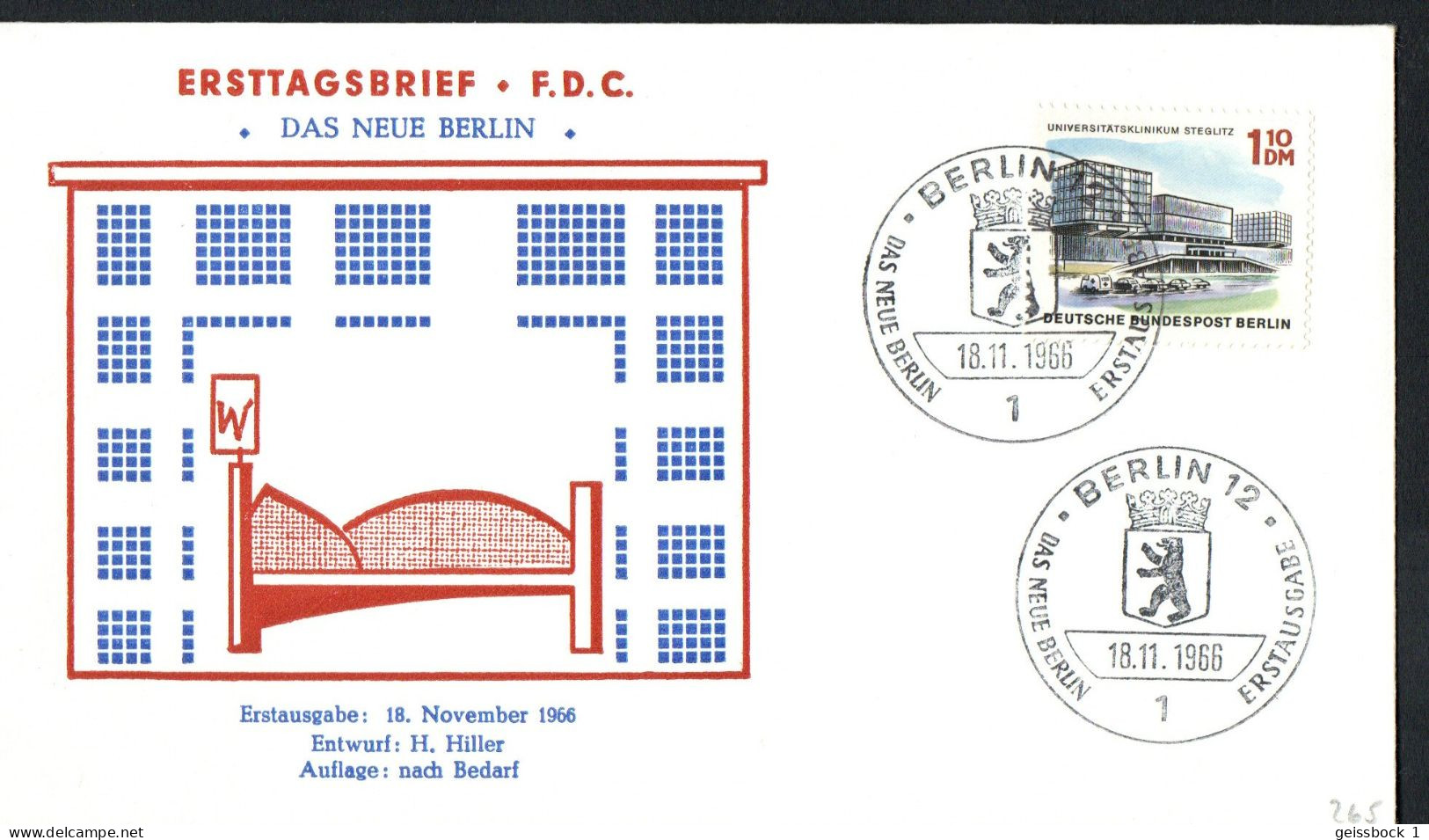 Berlin 1965: Mi.-Nr. 265  FDC Das Neue Berlin      (K001) - 1948-1970