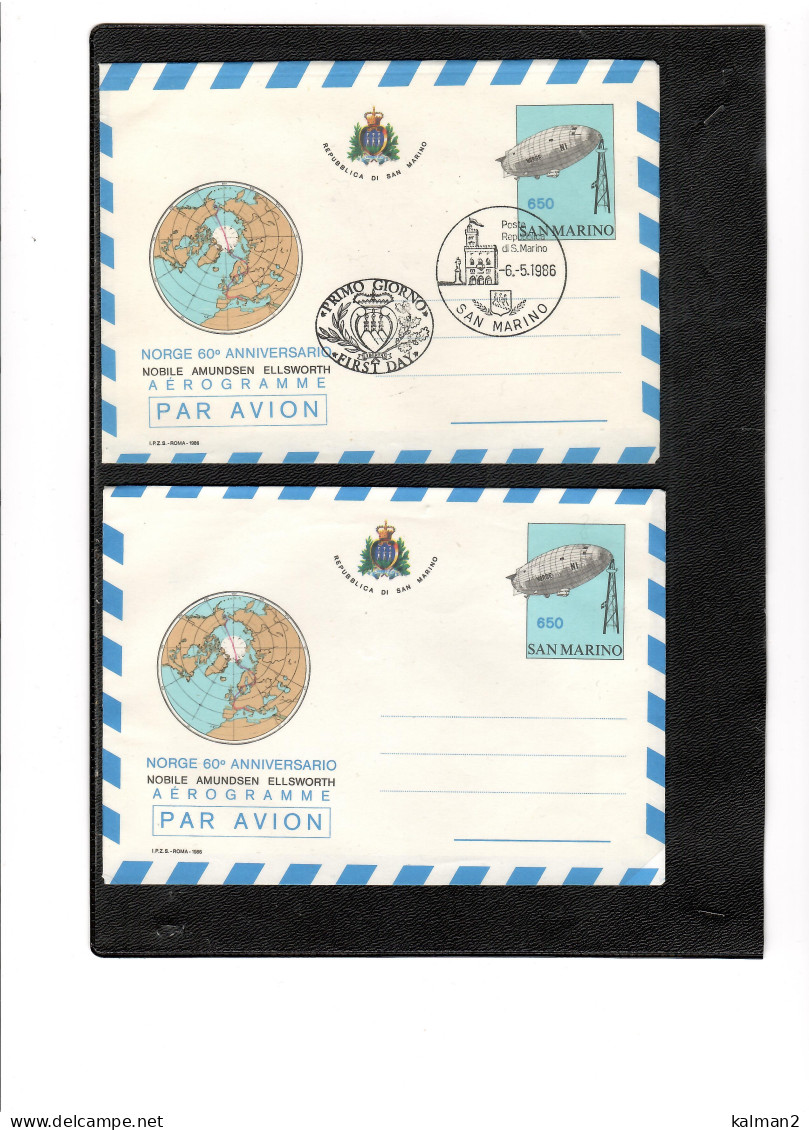 TEM19579  -  SAN MARINO 6.5.86/ AEROGRAMMA " NORGE 60° ANNIVERSARIO  " CAT.FILAGRANO A. 15 - FDC + NUOVO - Postwaardestukken