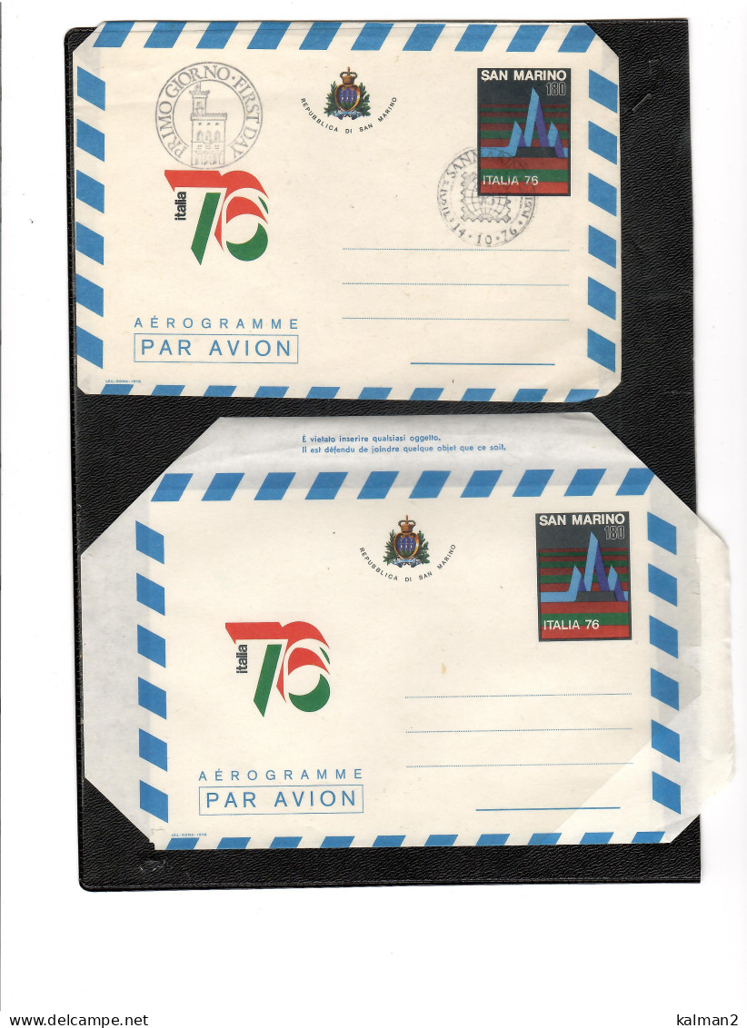 TEM19577    SAN MARINO 14.10.1976 / AEROGRAMMA " ITALIA  '76  " CAT.FILAGRANO A. 8 -  FDC + NUOVO - Postal Stationery