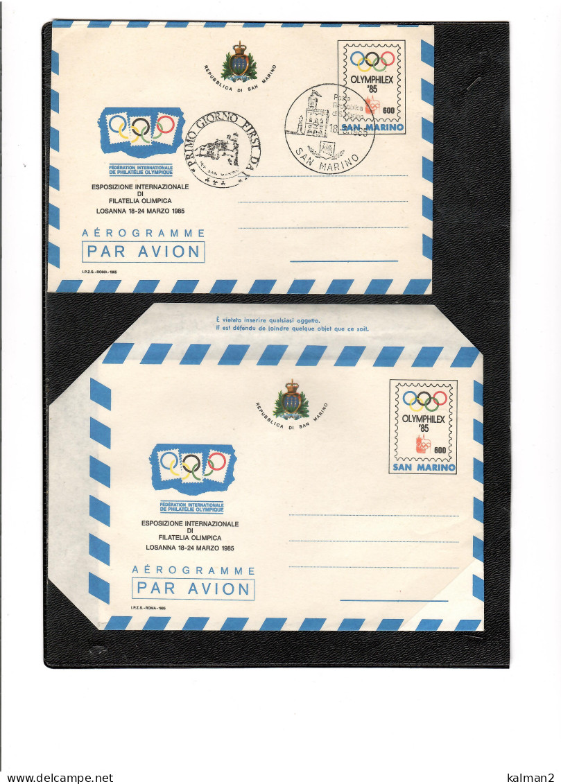 TEM19589  -  SAN MARINO  18.3.1985 /AEROGRAMMA  "  EXPO MONDIALE DI FILATELIA OLIMPIICA"- CAT. A.14 - Entiers Postaux