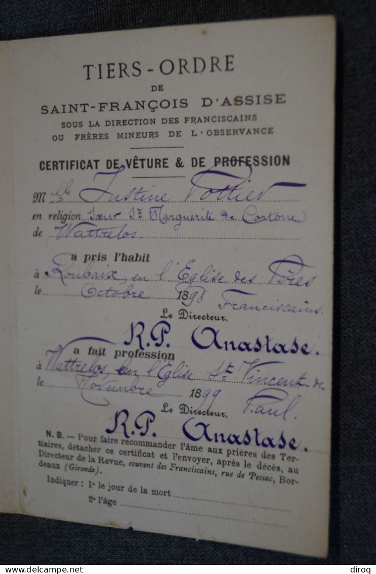 Tier-ordre De 1898,Justine Pottier,Saint-François D'Assise - Documents Historiques