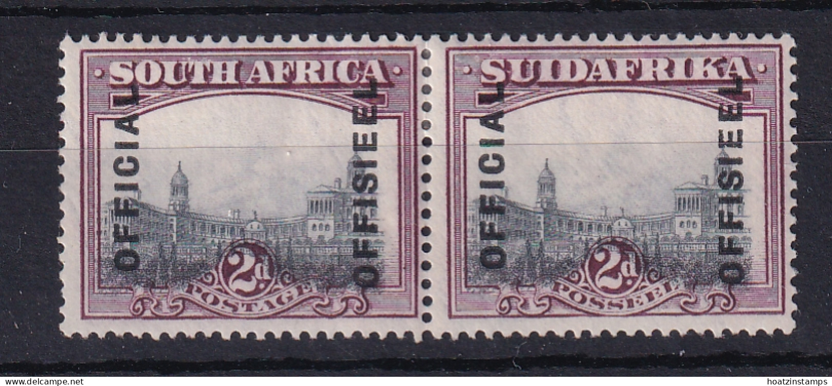 South Africa: 1928/30   Official - Union Buildings   SG O5    2d    MH Pair - Service