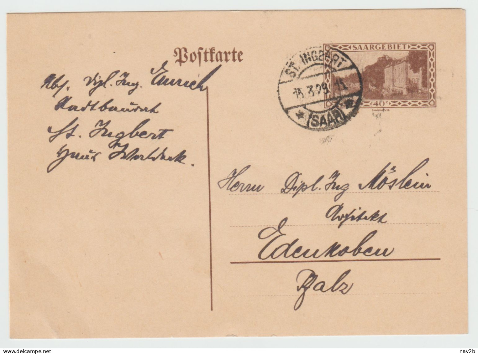 Entier Carte Postale  40 Cts  Brun Sur Chamois Clair . Oblitérée 1929 - Postal Stationery