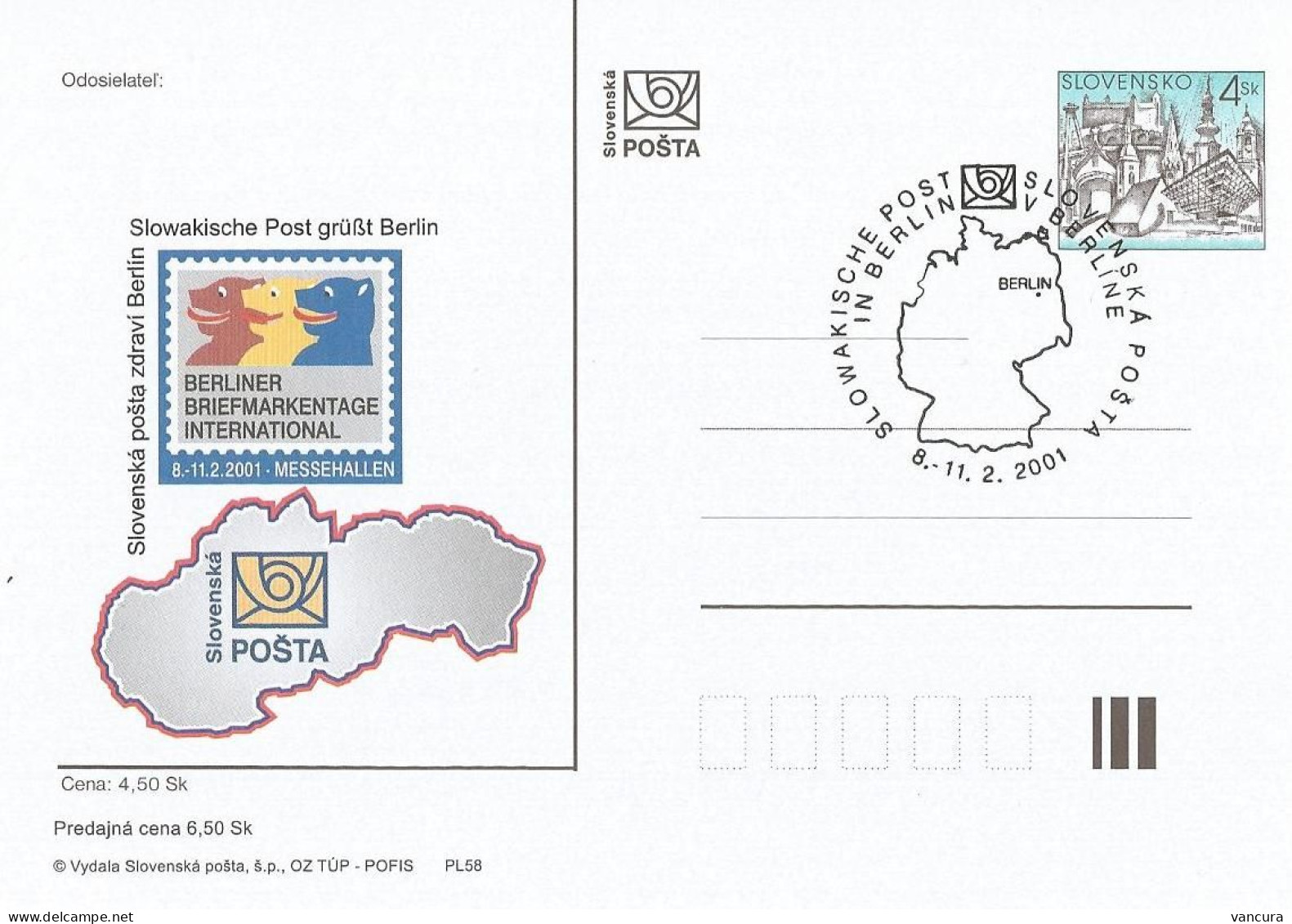 CDV 60  Slovakia Berlin Stamp Exhibition 2001 PR Bear - Postales