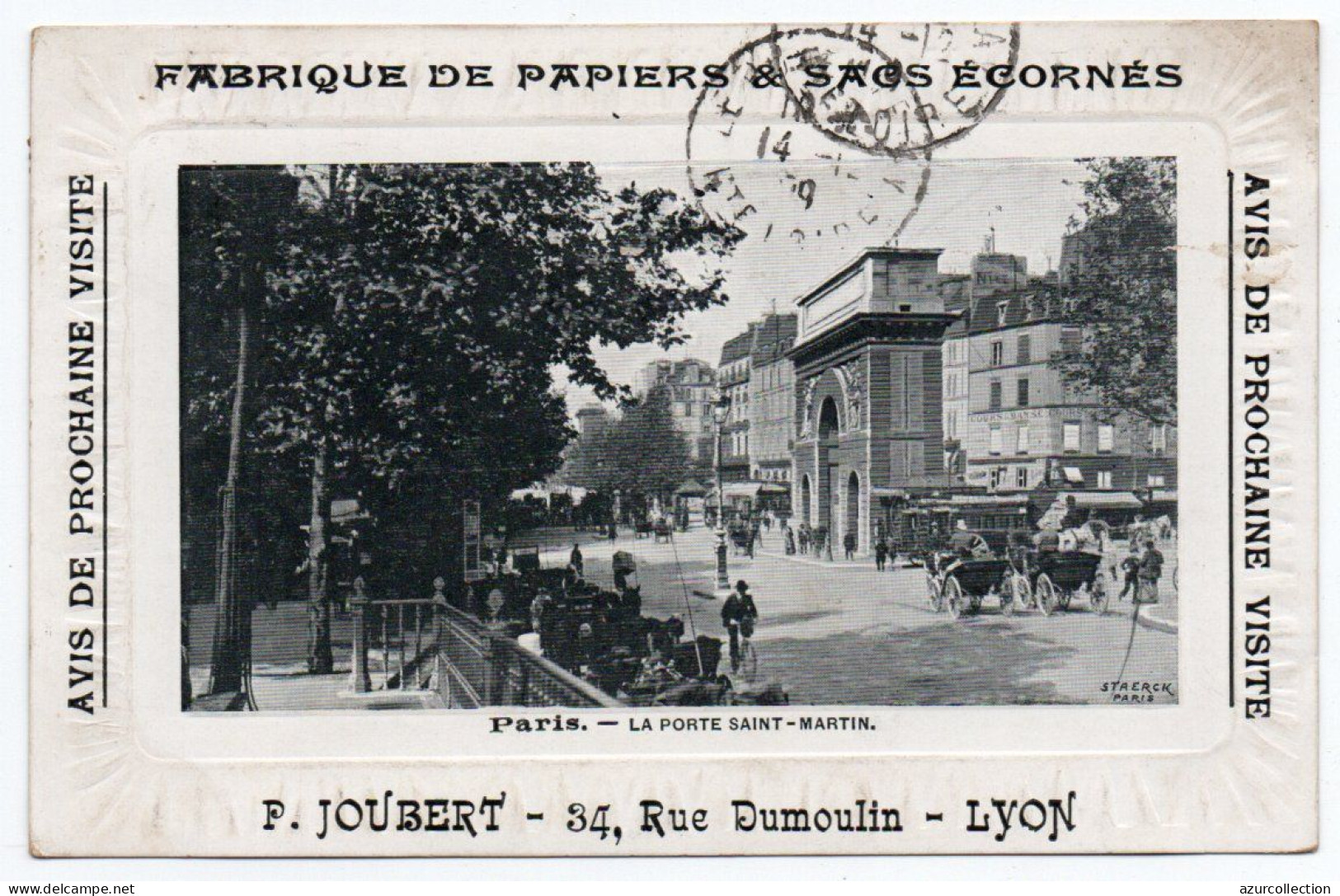 Maison P. Joubert. Fabrique De Papiers Et Sacs écornés. Avis De Visite - Lyon 7