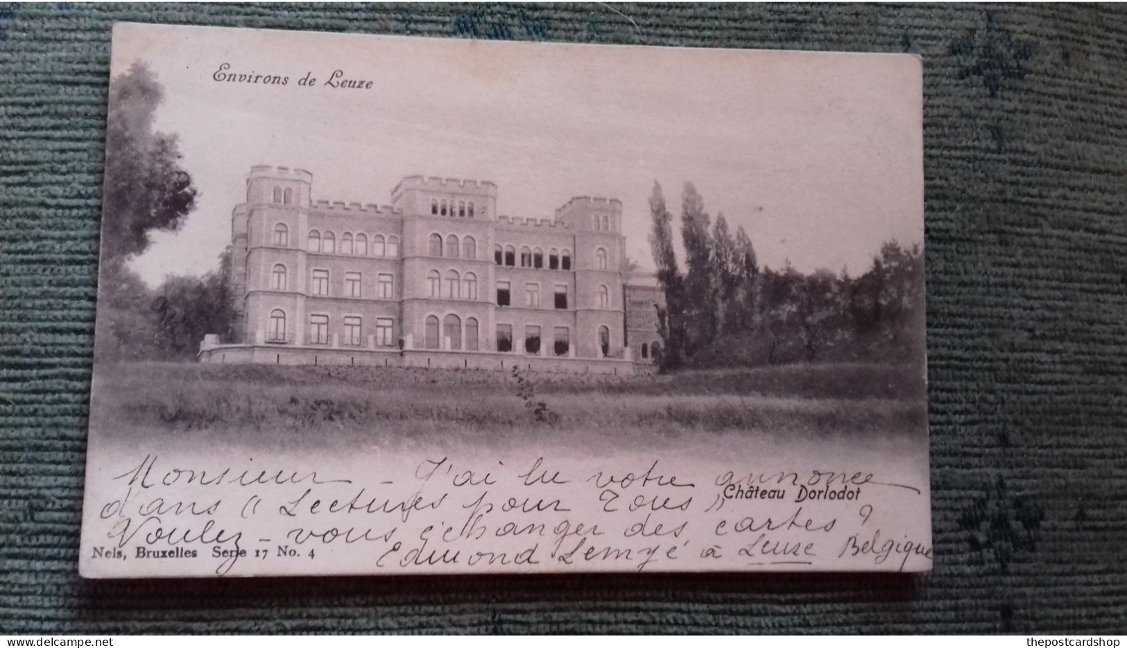 GOOD LEUZE POSTMARK Environs De Leuze Chateau De Moulbaix à Floreff To Walter Christmas Hartland North Devon 1903 - Gent