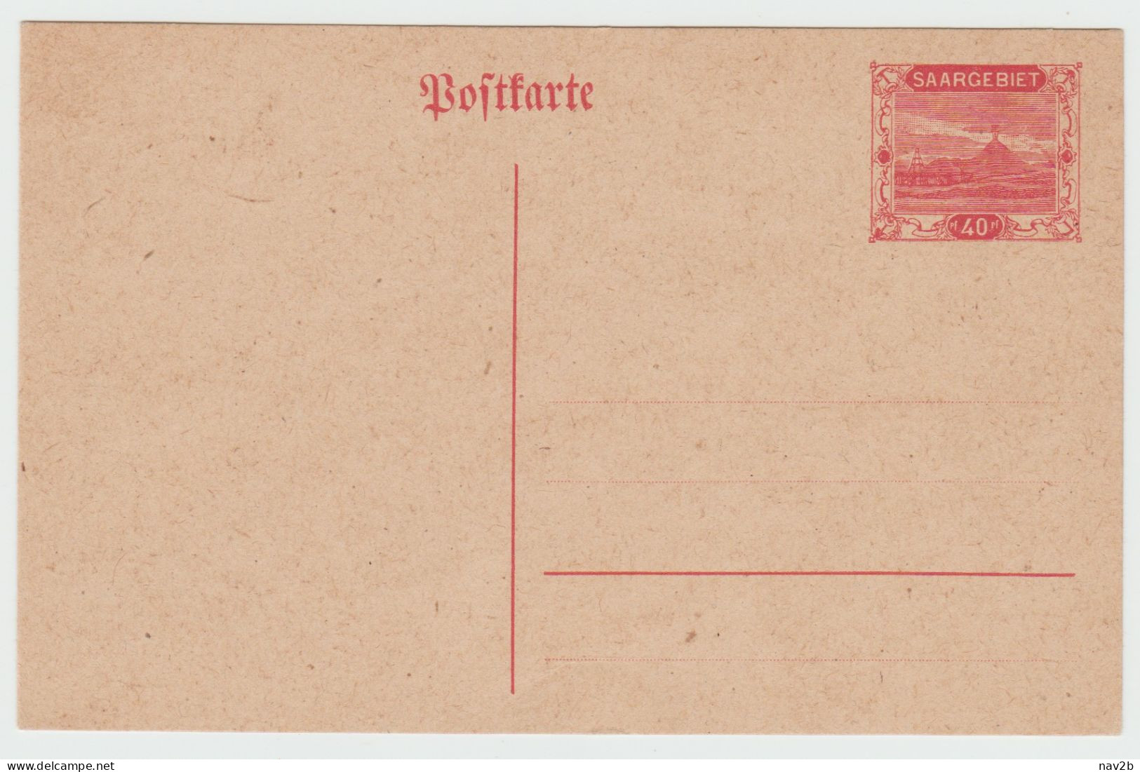 Entier Carte Postale 40 Pf Carmin Sur Chamois . Neuve . - Postwaardestukken