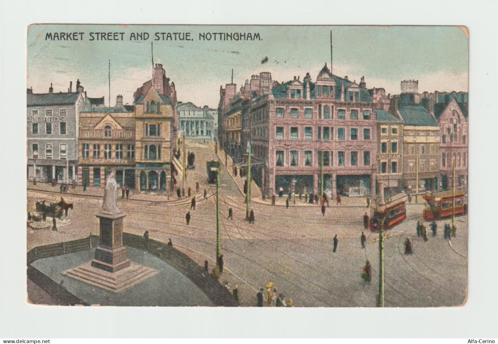 NOTTINGHAM:  MARKET  STREET  AND  STATUE  -  FP - Nottingham