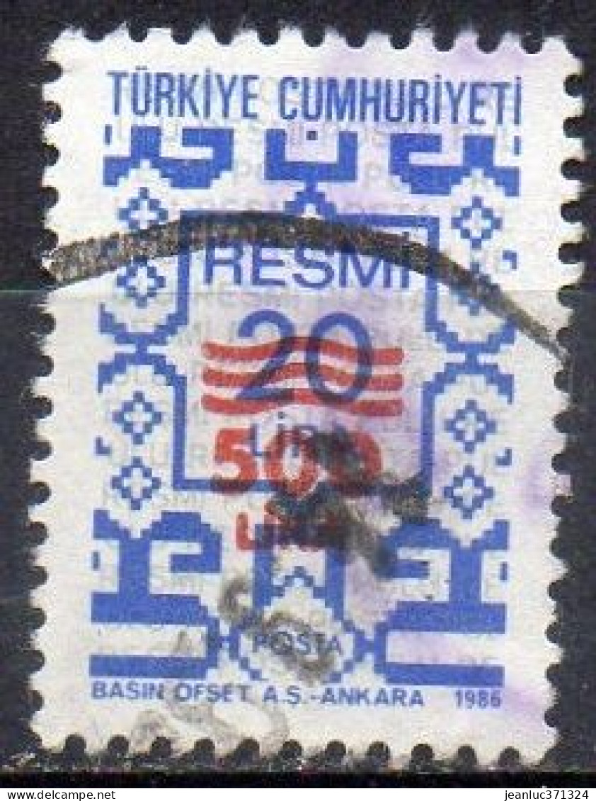 TURQUIE N° Serv 184 O Y&T 1989 500l Sur 20l Bleu Gris (n°178) - Dienstmarken