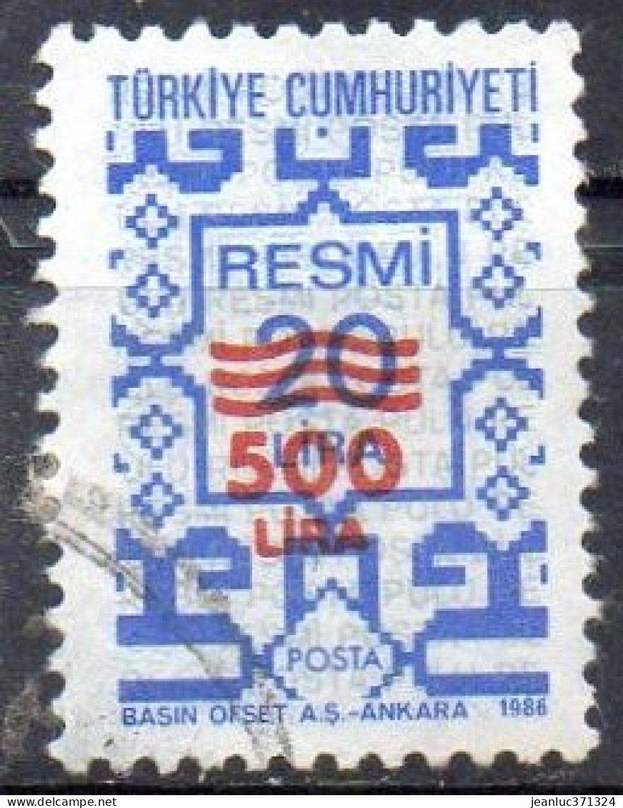 TURQUIE N° Serv 184 O Y&T 1989 500l Sur 20l Bleu Gris (n°178) - Timbres De Service