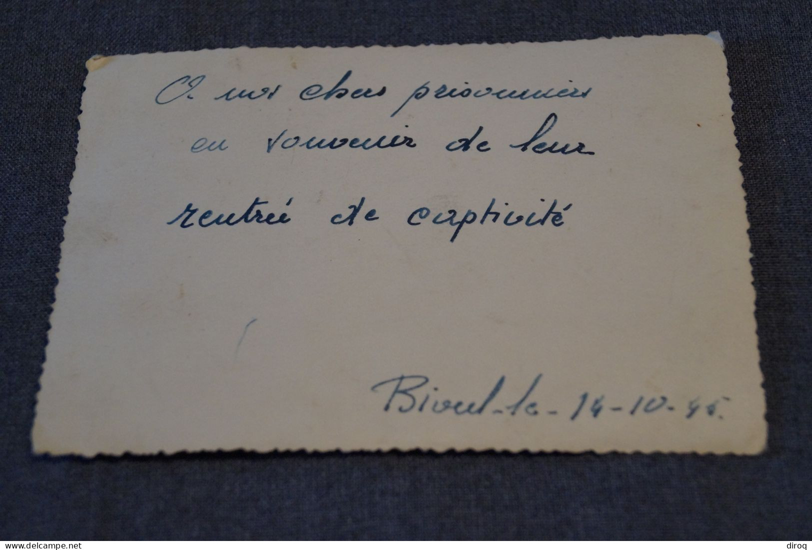 Ancienne Photo Souvenir De Prisonniers De Guerre,Bioul 14/10/1945, Original, 14,5 Cm./10 Cm. - War, Military