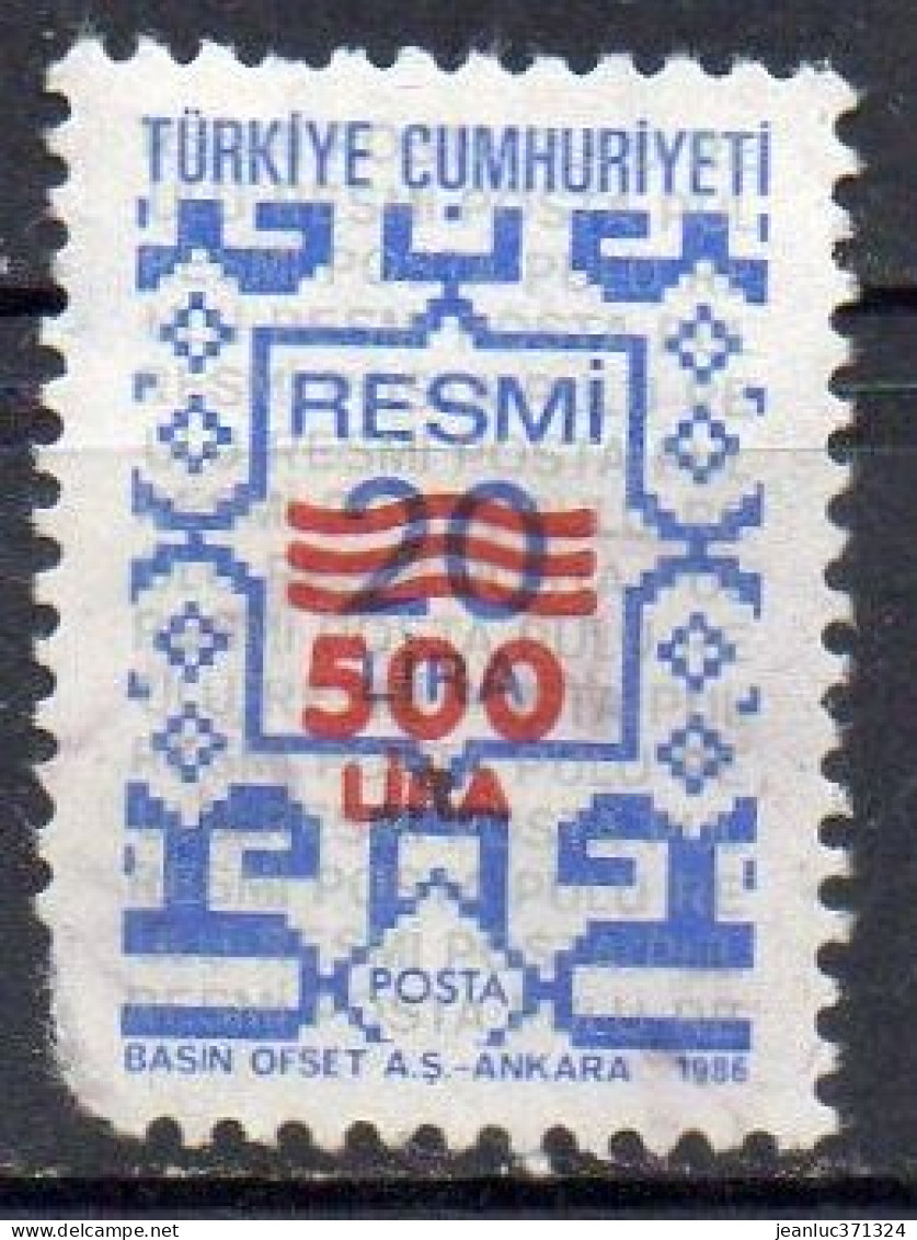 TURQUIE N° Serv 184 O Y&T 1989 500l Sur 20l Bleu Gris (n°178) - Timbres De Service