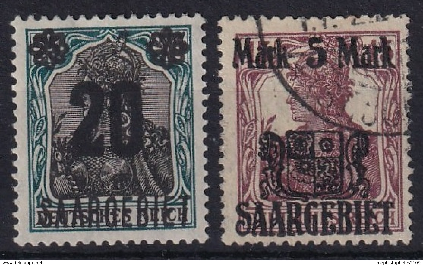 SAARGEBIET 1921 - Canceled/MLH - Mi 50, 51 - Usados