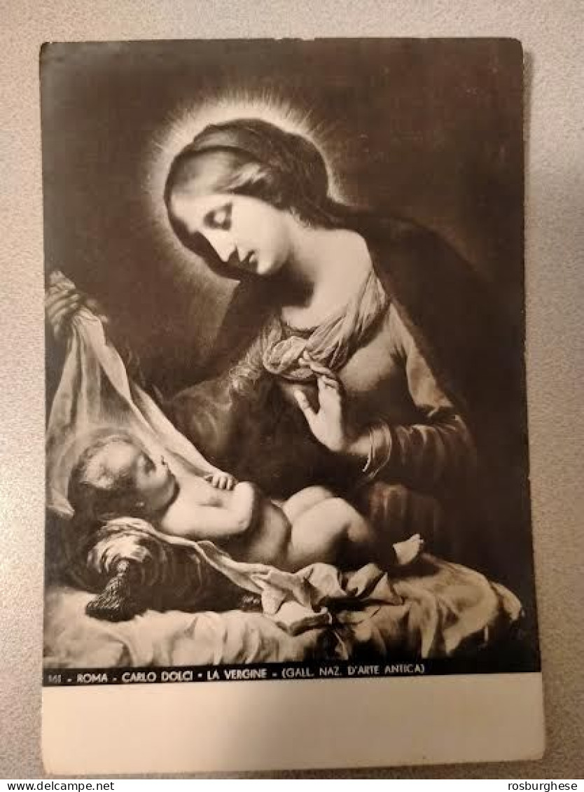 Cartolina Roma Galleria Arte Antica Carlo Dolci La Vergine FG VG 1959 - Musea