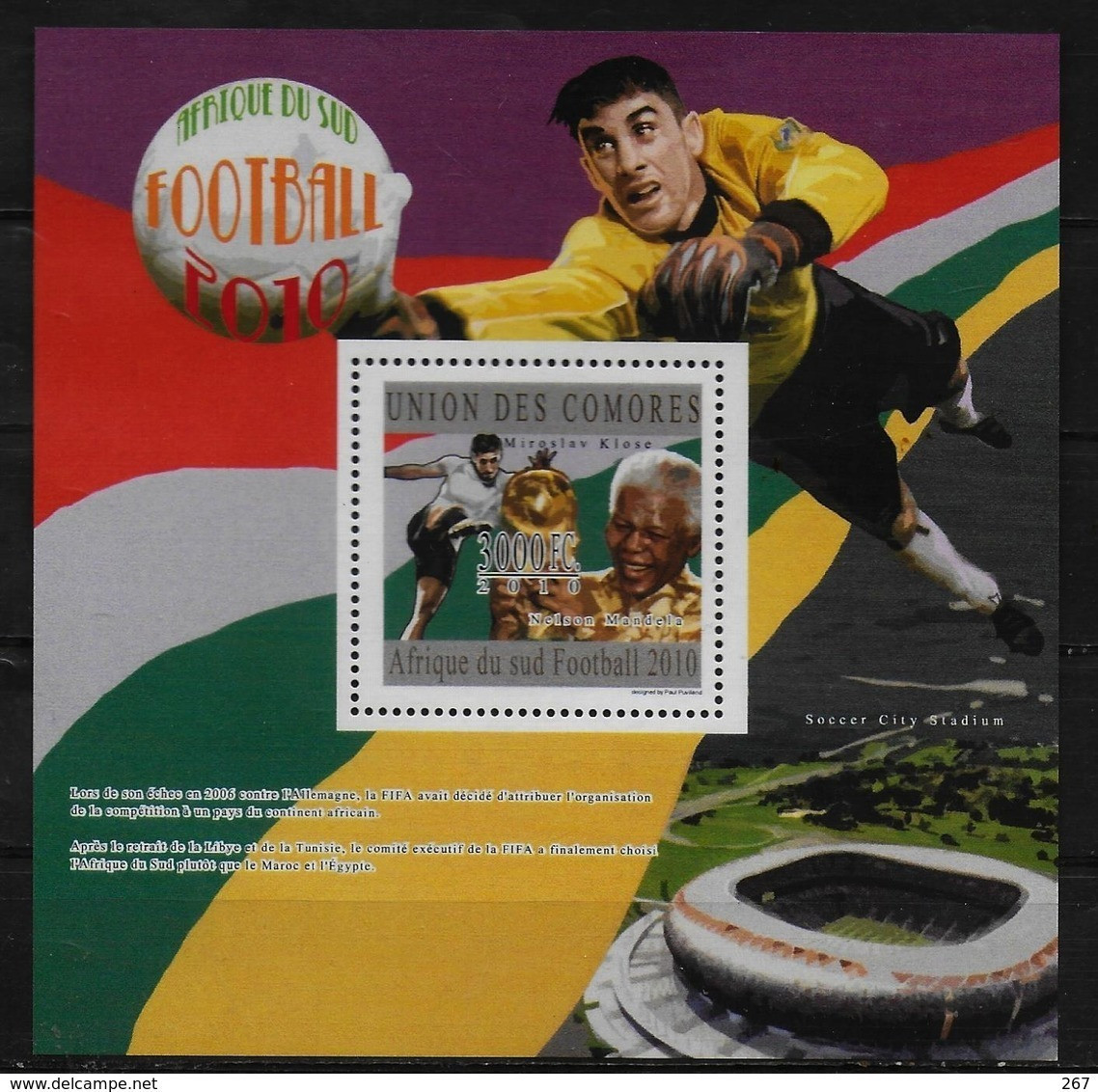 COMORES  BF 277  * *   ( Cote 22e ) Cup 2010  Football Soccer Fussball Mandela Klose - 2010 – Afrique Du Sud