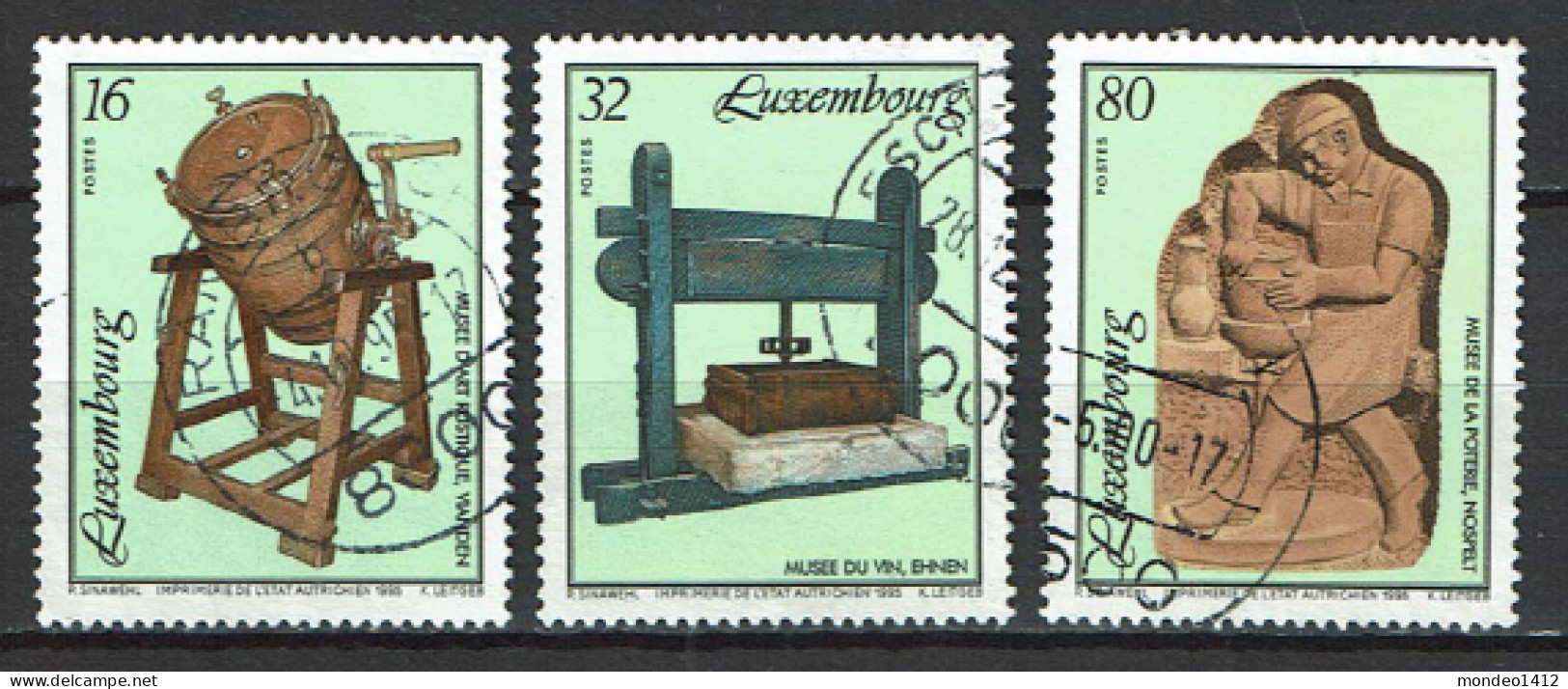 Luxembourg 1995 - YT 1327/1329 - Country Art, Wine And Pottery - Usati