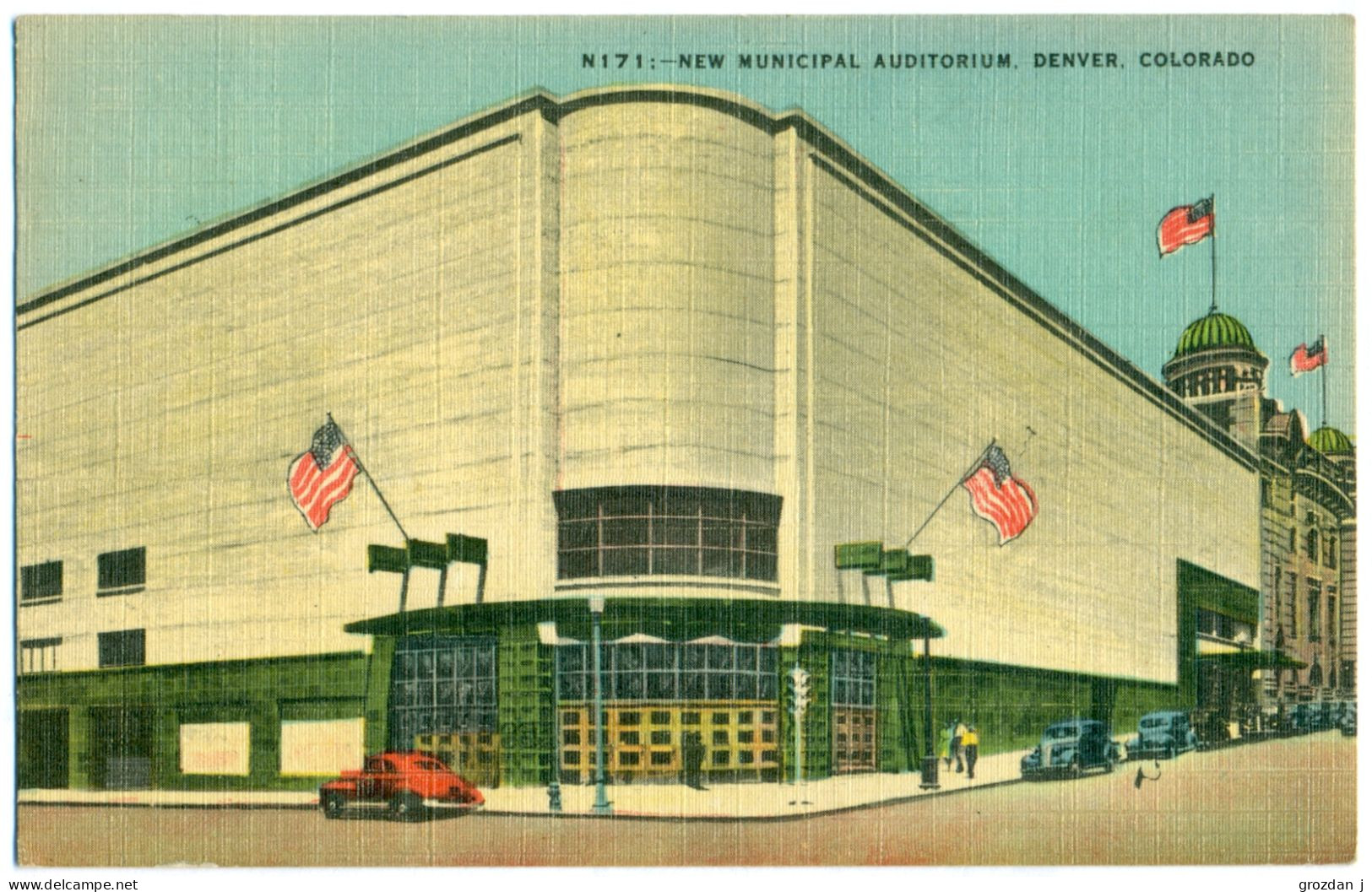 Linen Postcard, New Municipal Auditorium, Denver, Colorado, US - Denver