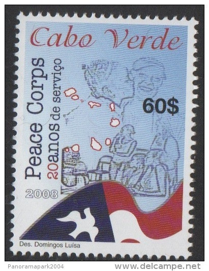 Cabo Verde 2008 Mi. 938 Corpo Da Paz Peace Corps Dove Colombe Friedenstaube Corps De La Paix 1 Val MNH - Islas De Cabo Verde