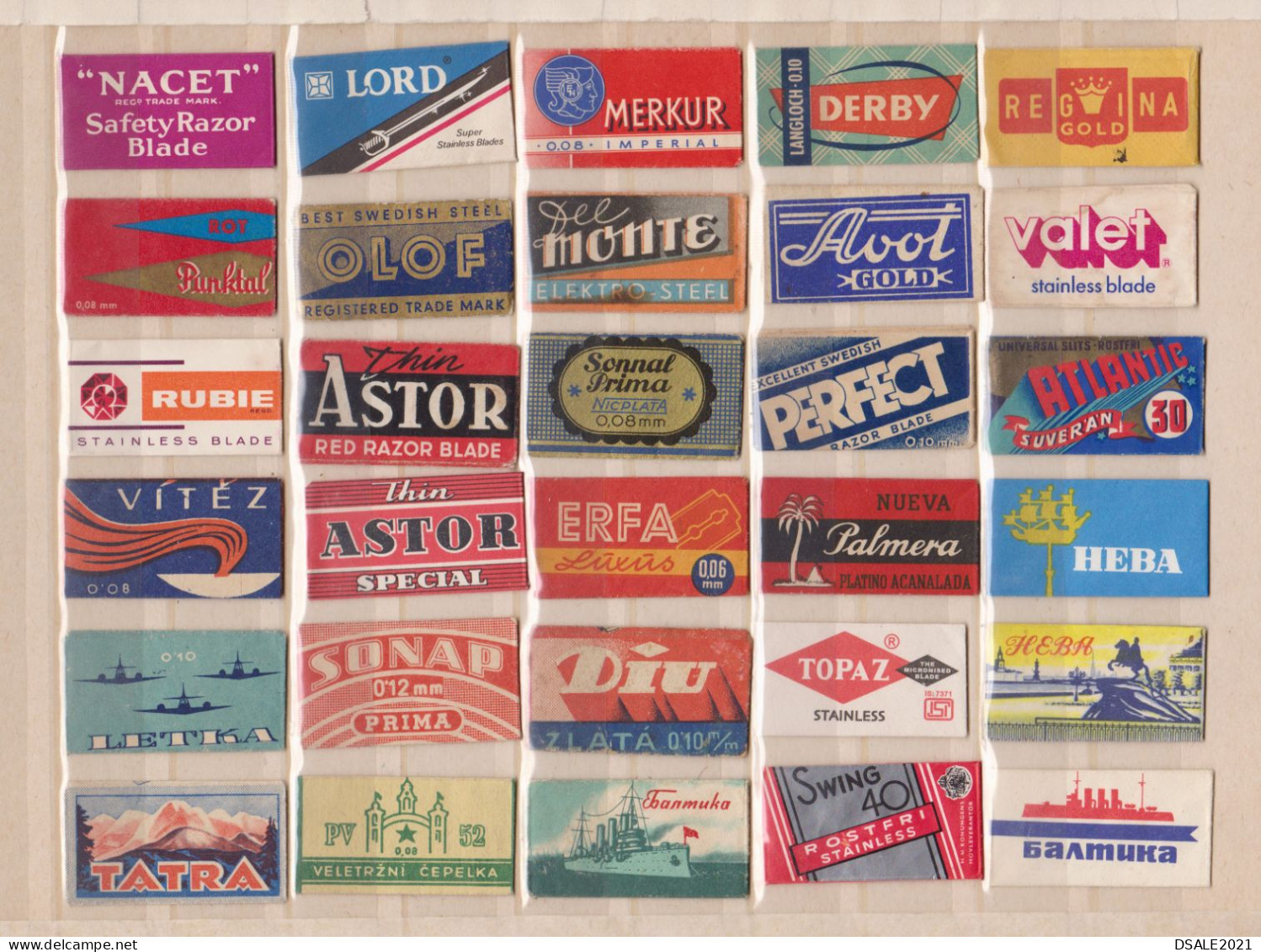 Old Vintage Razor Blade Wrap, Enveloppe De Lame De Rasoir, Collection Of 45 Different, Collection De 45 Différents /m209 - Lames De Rasoir