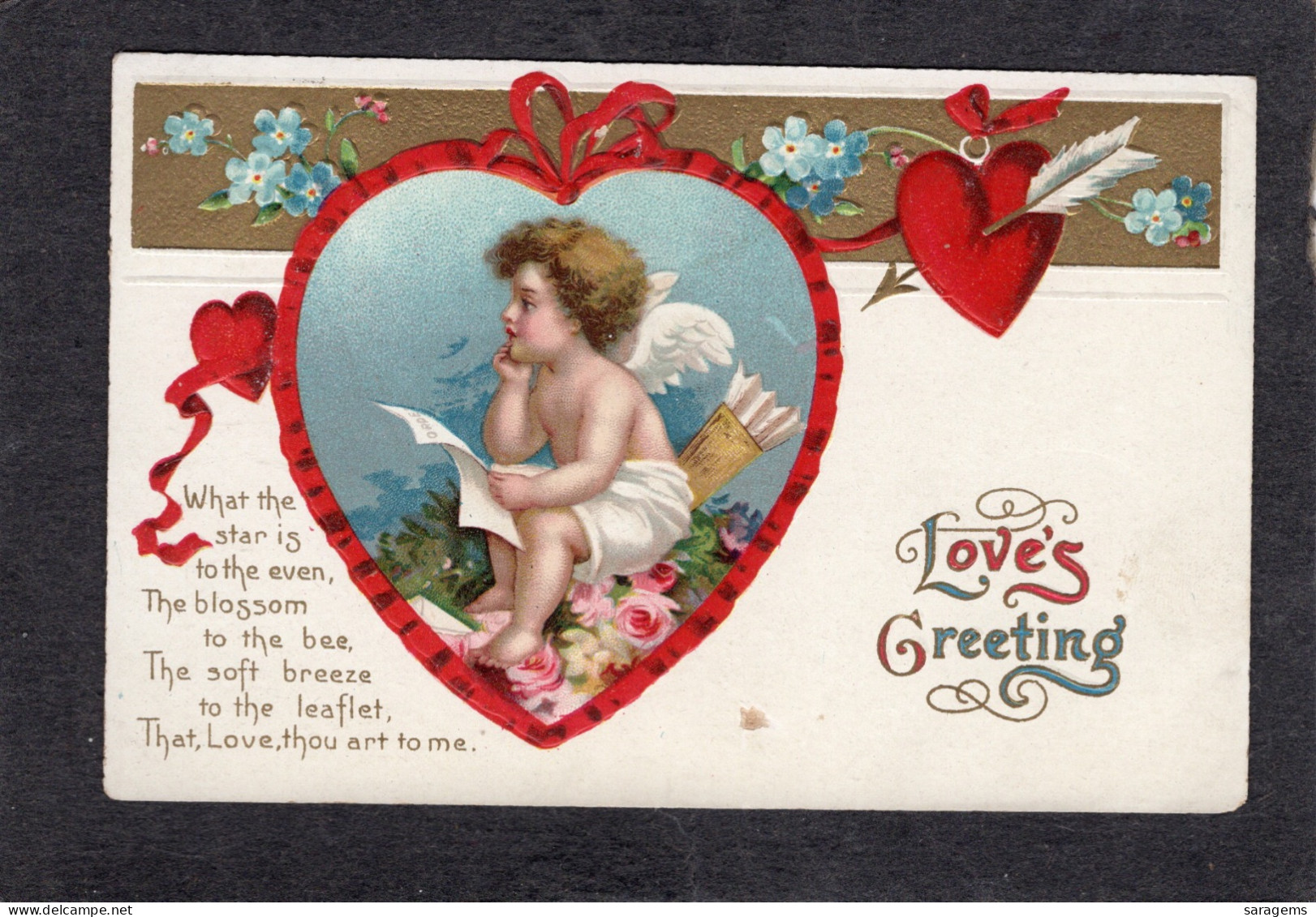 Ellen Clapsaddle(uns) - Cupid, Loves Greeting,Valentines - Antique Postcard - Clapsaddle