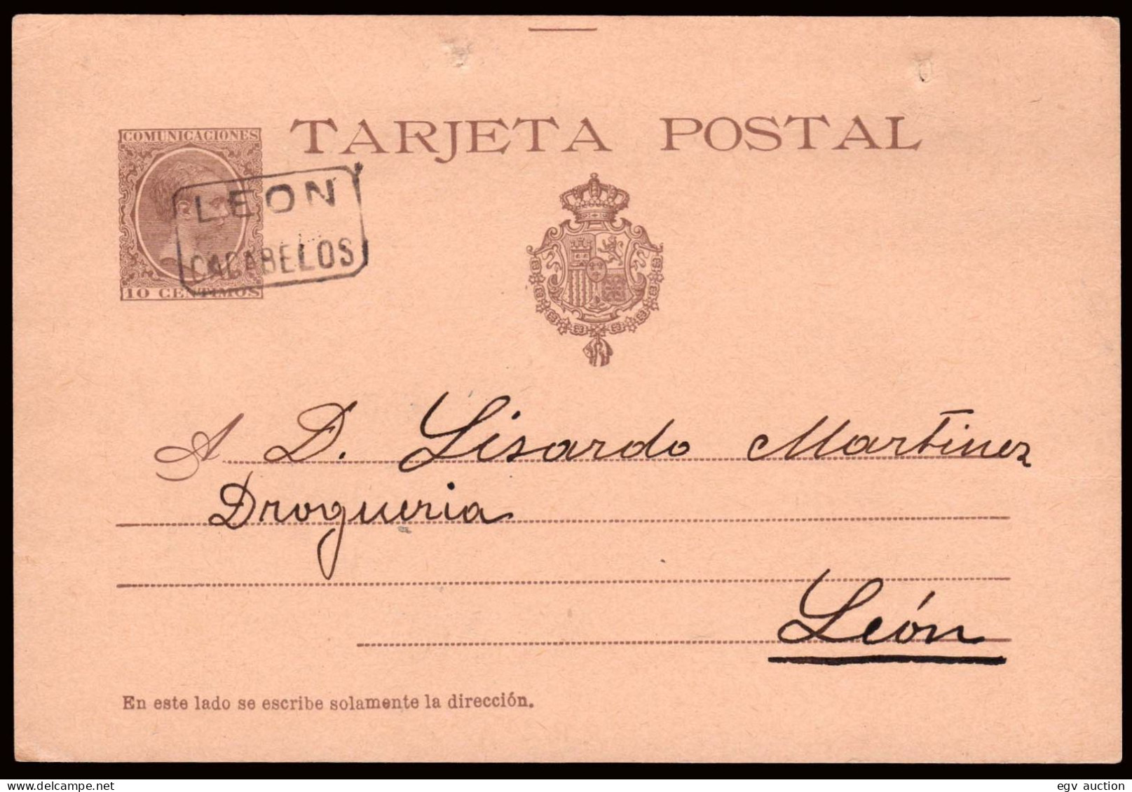 León - Edi O 36 - Entero Postal Mat Cartería "León - Cacabelos" - 1850-1931