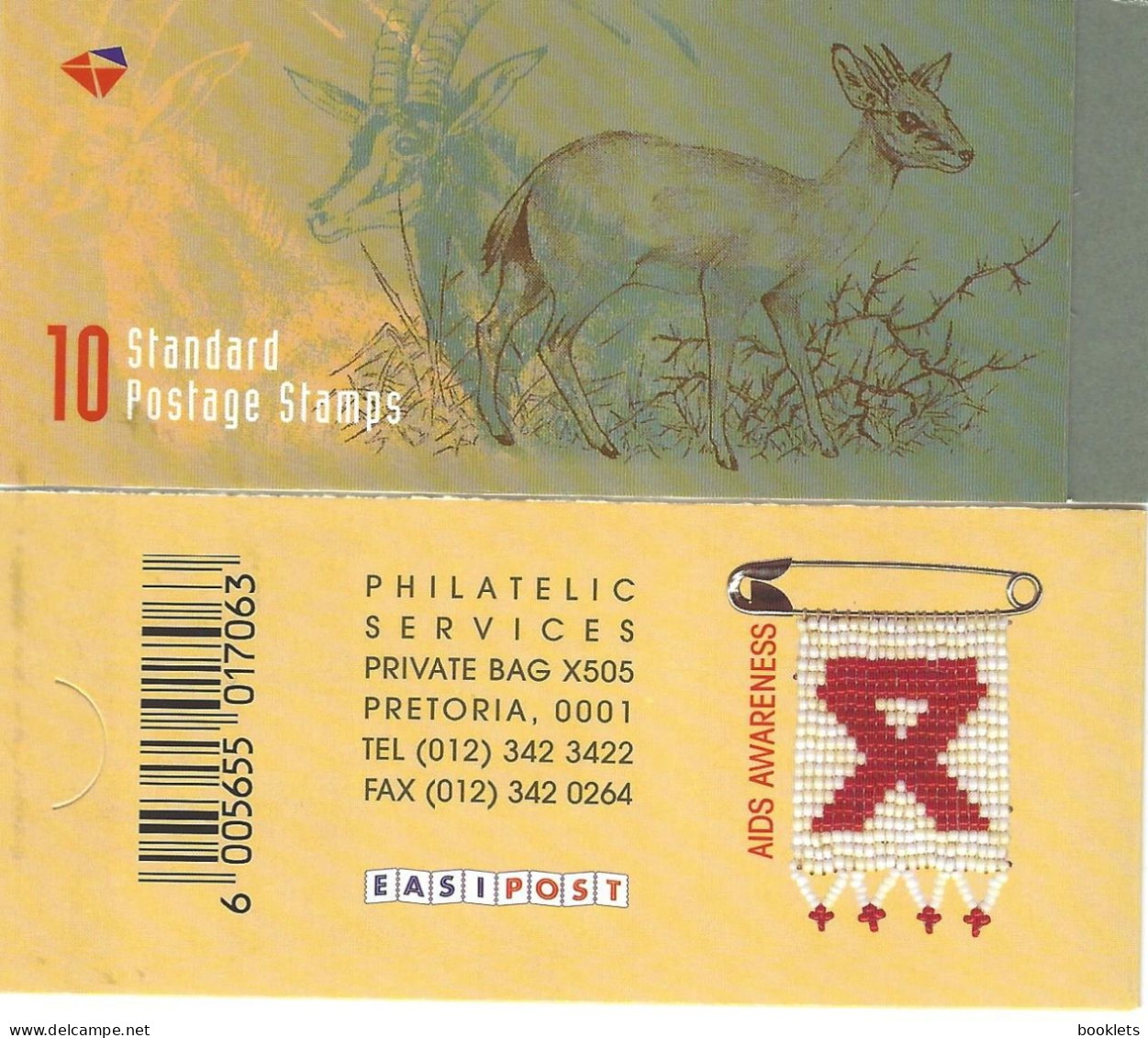 SOUTH AFRICA, 1998, Booklet 55a,  Antelopes - Aids Awareness - Postzegelboekjes