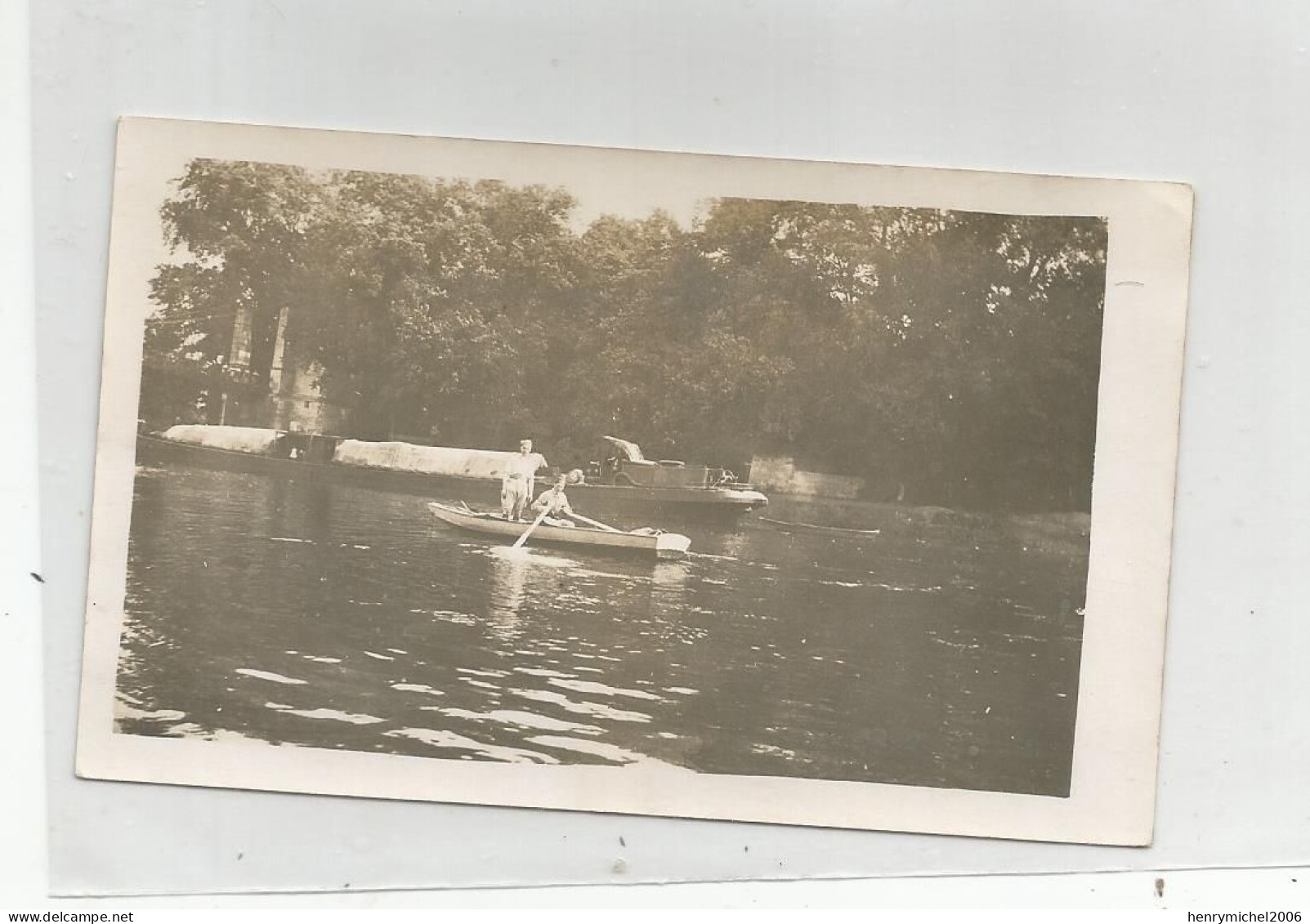 Photographie Bateau Péniche Et Barque A Pontoise 1935 Photo 11,5x7 Cm Env - Bateaux