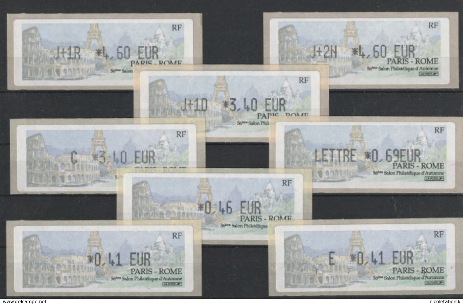 Vignette LSA  N°518 à 524, Paris Rome, Tour Eiffel, Sacré Cœur, Colisée. Cote 76€. - 1981-84 LS & LSA Prototypen