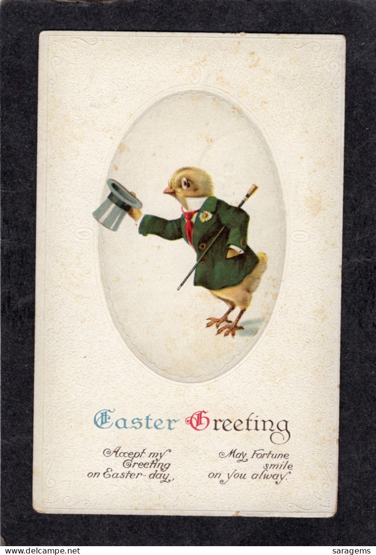 Ellen Clapsaddle(uns) - Easter, Dressed Chick With Top Hat 1915 - Antique Postcard - Clapsaddle