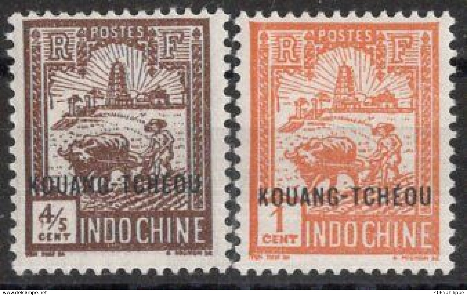 KOUANG TCHEOU Timbres-poste N°76* & 77* Neufs Charnières TB Cote 1.75€ - Nuevos