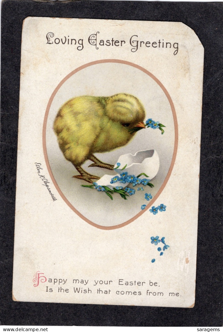 Ellen Clapsaddle(signed)Wolf - Easter, New Born Chick   - Antique Postcard - Clapsaddle