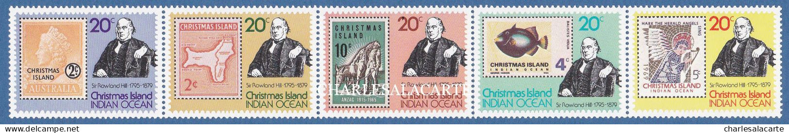 CHRISTMAS ISLAND 1979  ROWLAND HILL  SE TENANT STRIP  SG 113-117  U.M. - Christmas Island