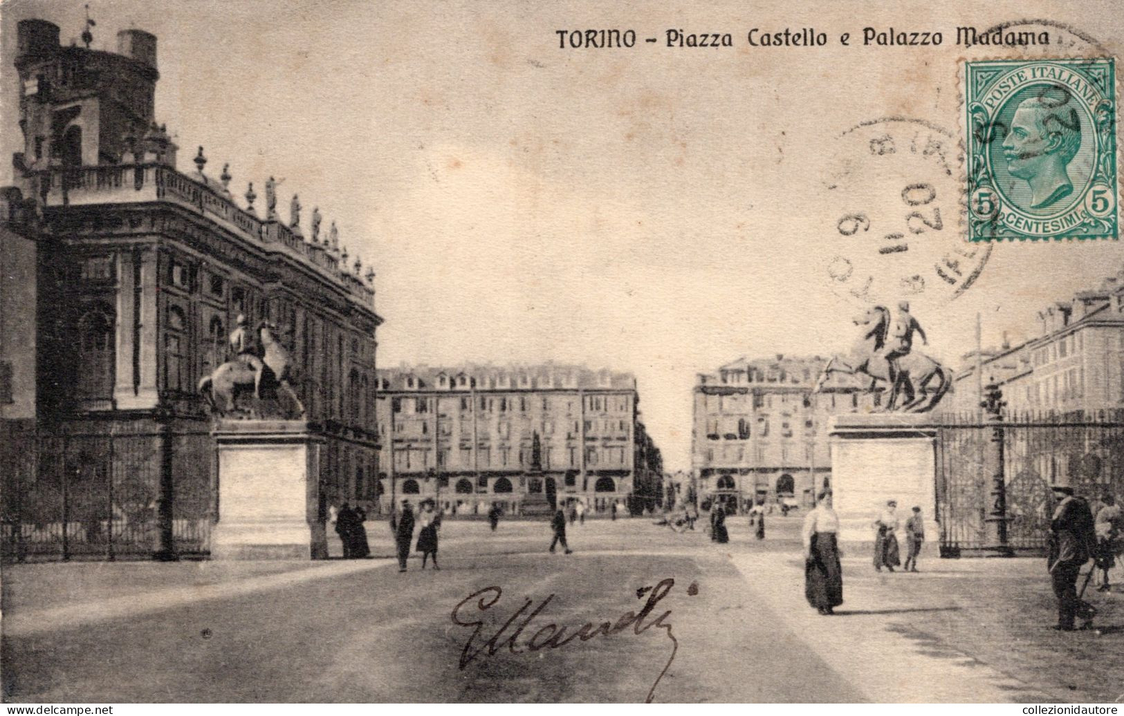 TORINO - PIAZZA CASTELLO E PALAZZO MADAMA - ANIMATA - CARTOLINA FP SPEDITA NEL 1920 - Castello Del Valentino