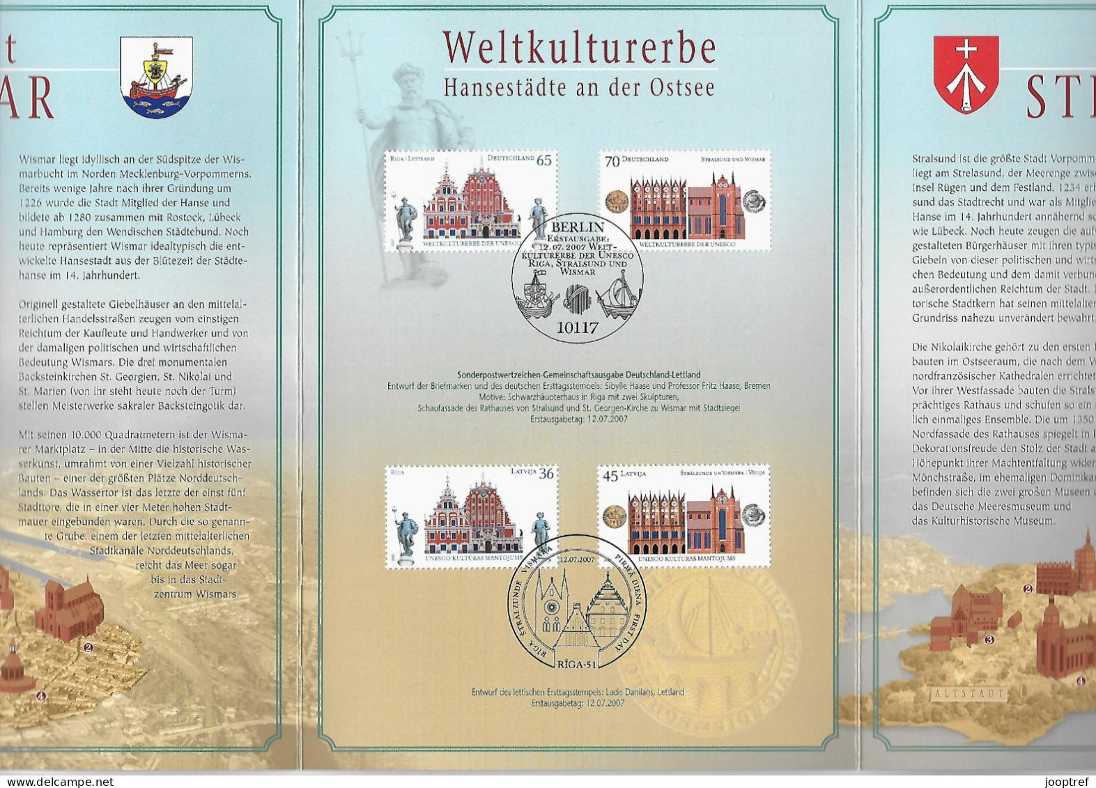 2007 Joint Germany And Latvia, OFFICIAL MIXED FDC SOUVENIR FOLDER: World Heritage Sites - Gezamelijke Uitgaven