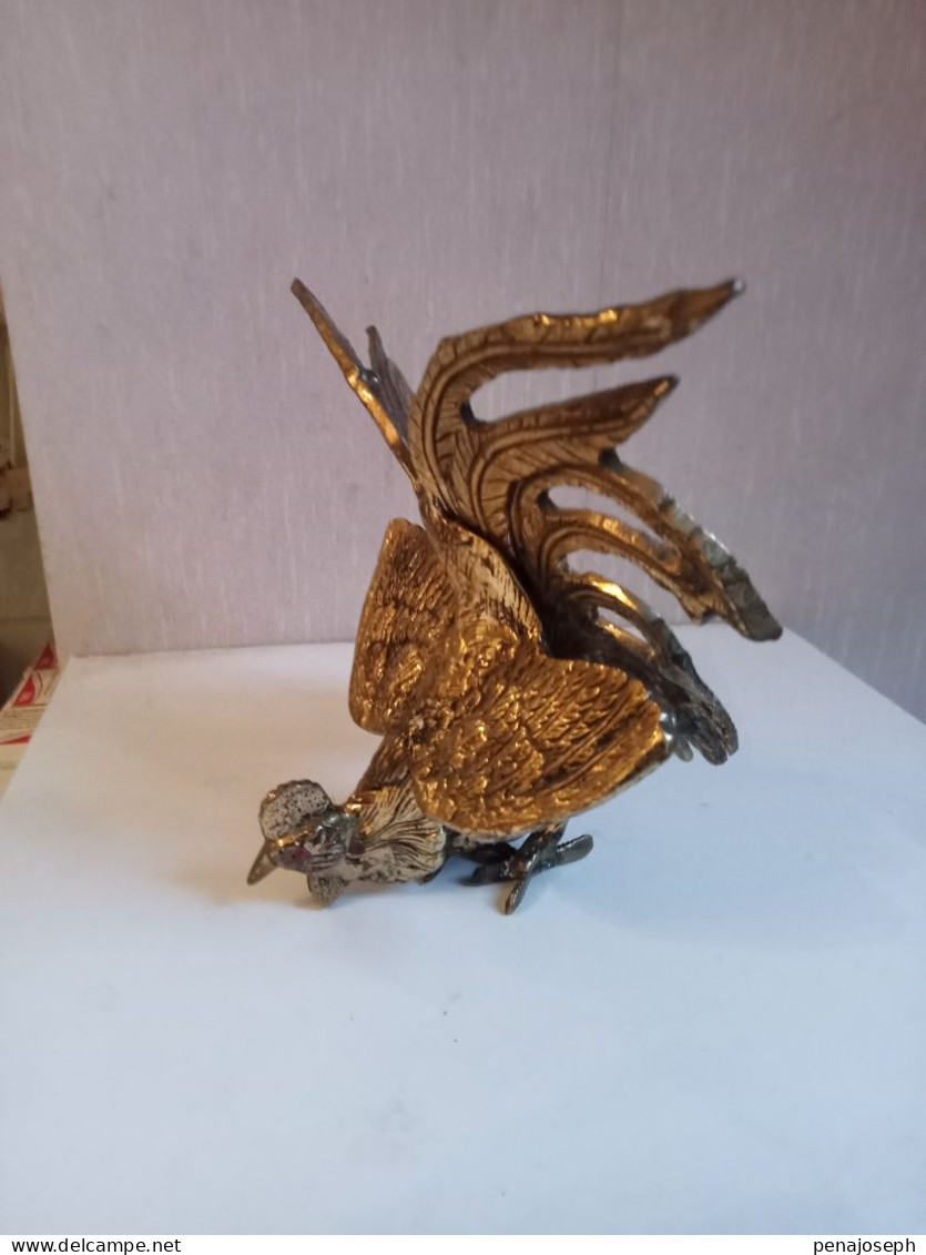 Statuette Coq Au Combat Hauteur 20 Cm X 22 Cmn En Laiton - Art Nouveau / Art Deco