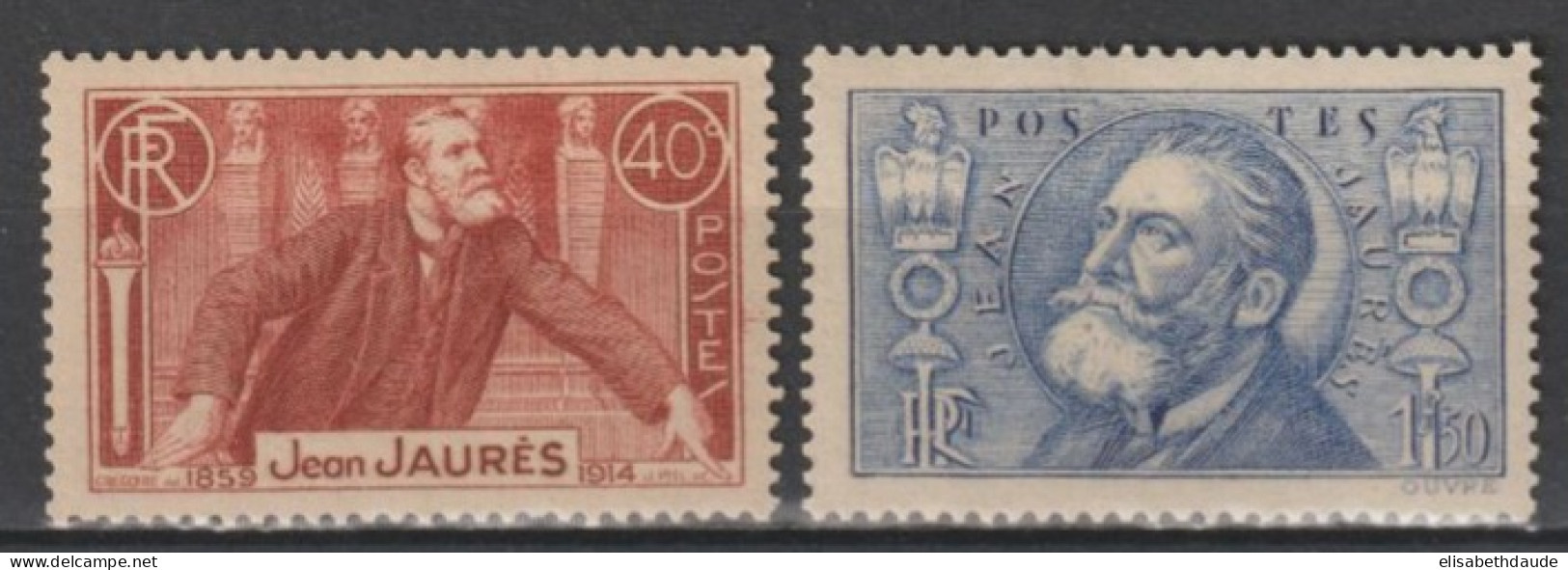 1936 - YVERT N° 319 ** MNH - COTE = 50 EUR. - JAURES - Nuevos