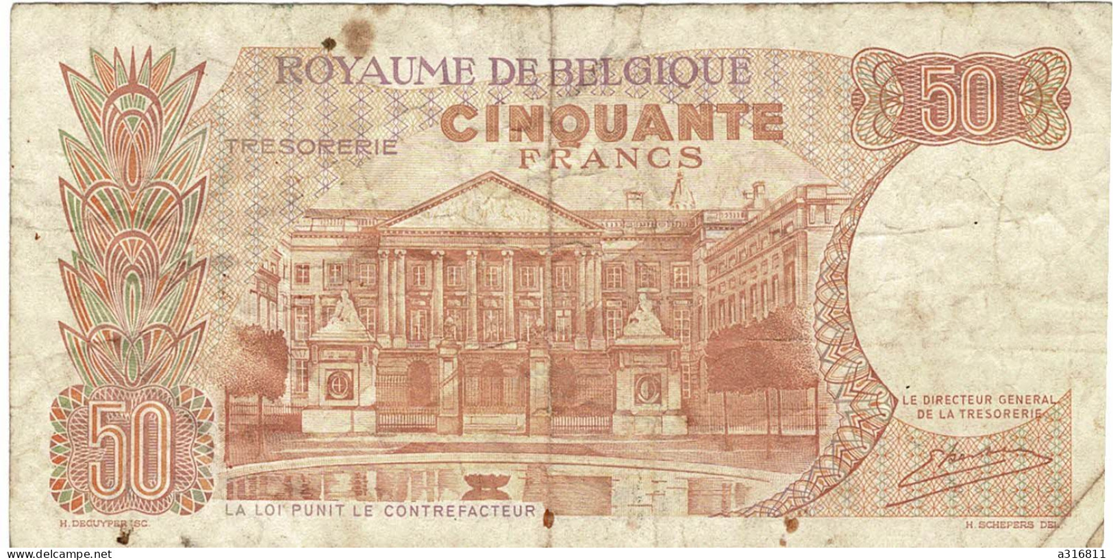 Billet De 50 Francs Belges - Royaume De Belgique - 16.05.1966 -Viftig Frank - Autres & Non Classés