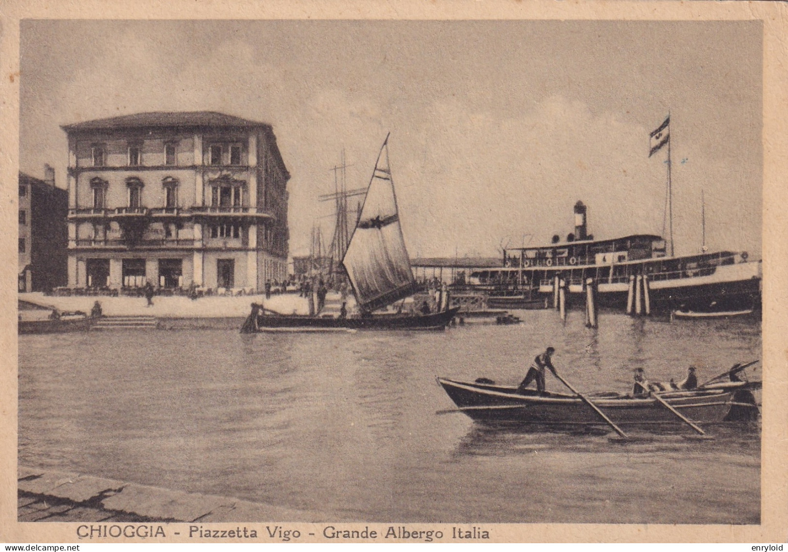 Chioggia Piazzetta Vigo Grande Albergo Italia 1948 - Chioggia