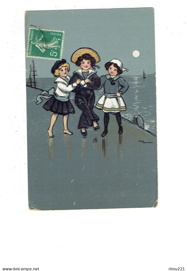 Cpa - Illustration - Ethel Parkinson - ENFANTS Hollandais - Lune - Chapeau Uniforme Marin - Parkinson, Ethel