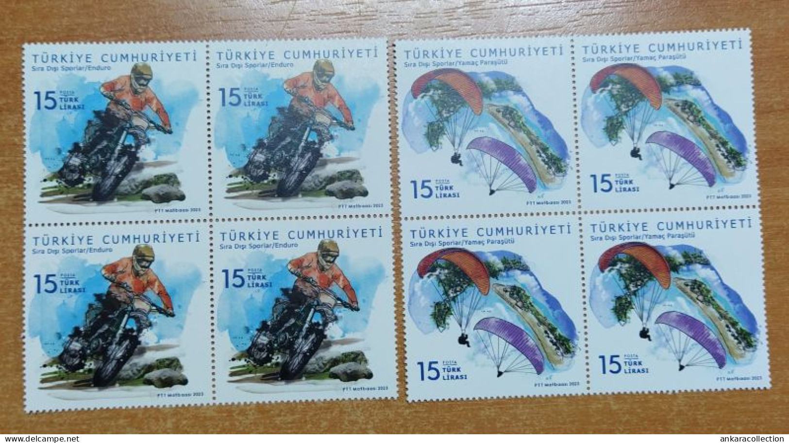 AC - TURKEY STAMP - EXTREME SPORTS  ENDRO MOTORCYCLE OFF-ROAD RACING MOTORCYCLE, PARAGLIDING  BLOCK MNH 07 DECEMBER 2023 - Neufs