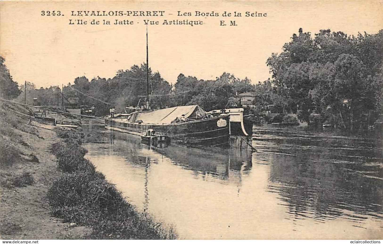 Levallois Perret          92      Bords De La Seine .  I'ile  De La  Jatte. Péniche. Vue Artistique N° 3243  (Voir Scan) - Levallois Perret