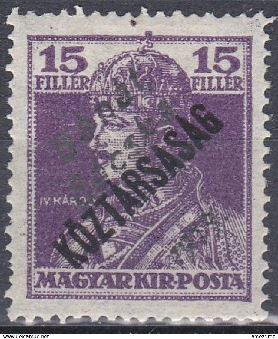 Hongrie Banat Bacsak 1919 N° 28 Mi 37 Charles IV  (J21) - Banat-Bacska